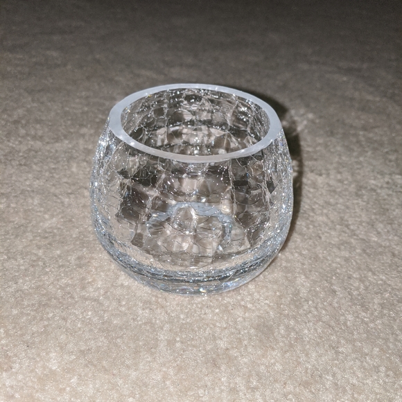Other - Crackled design glass candle holder.